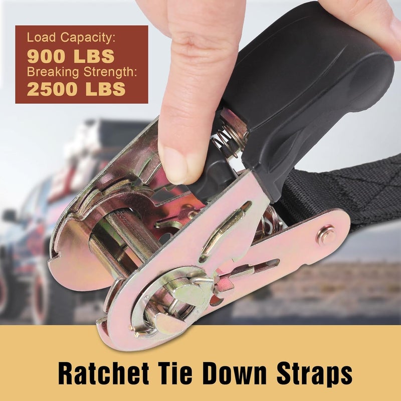 Masterwise Endless Ratchet Strap, Black Ratchet Straps Heavy Duty Tie Down Straps 1 Inch Simple Strap for Motorcycles, Trailer, Kayak, Cargo, Roof Rack (1in x 20ft-4pcs) - Image 2